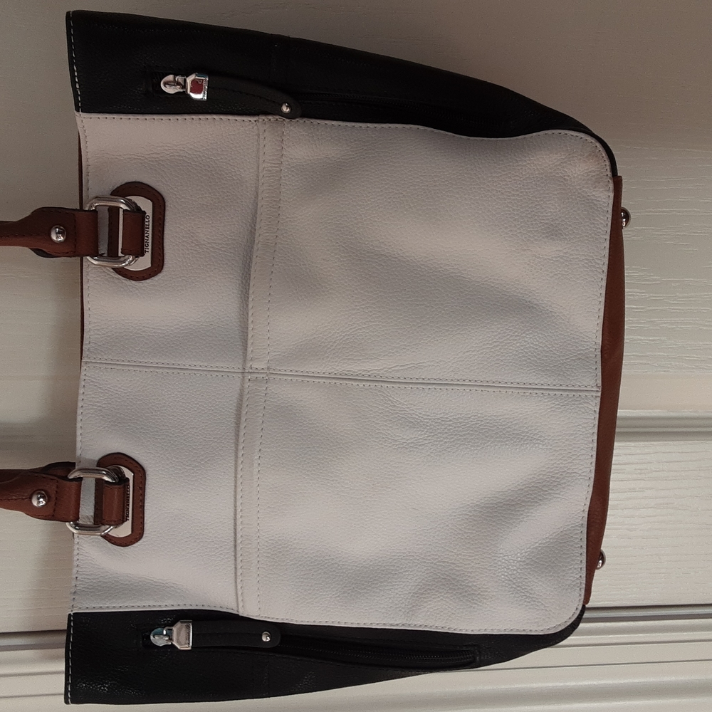 Tignanello Medium Leather Tote in White, Black, and Brown